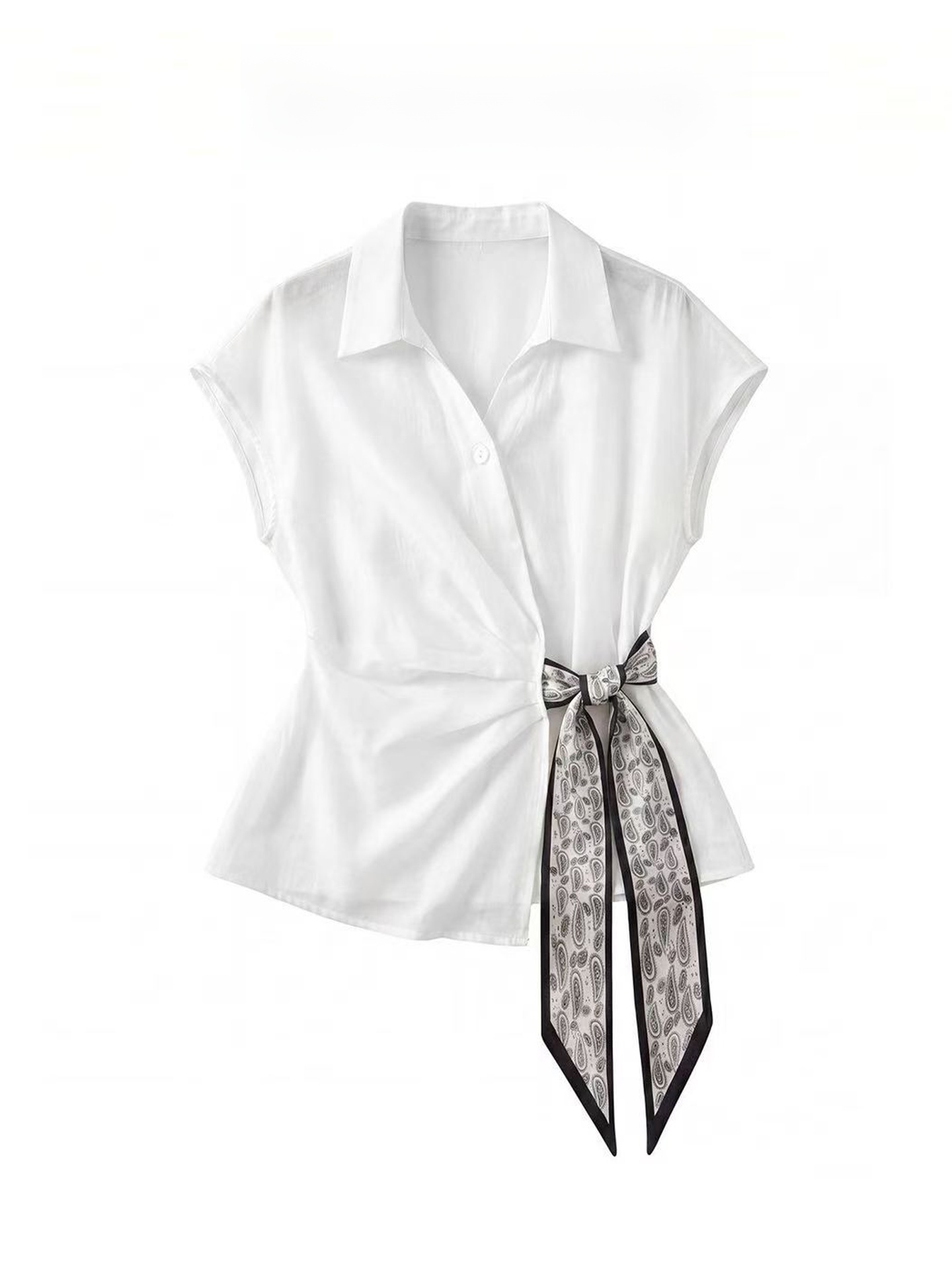 Chemisier élégant blanc à manc - Corset Waist Cinch avis et prix